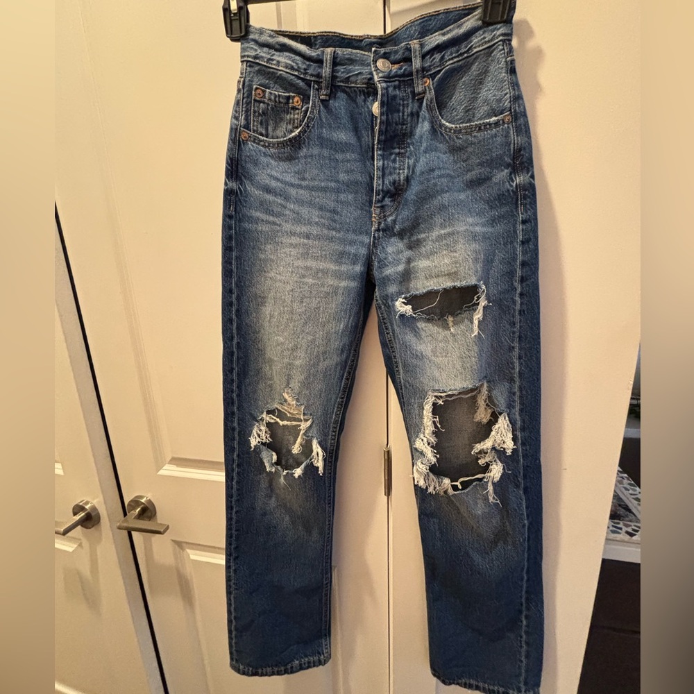 Aeropostale Blue Distressed Flare Jeans